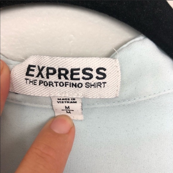 Express baby blue Portofino shirt women’s Sz M - Picture 4 of 8